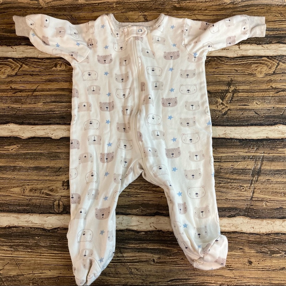 Gerber one piece footed bodysuit tan 3-6 mo